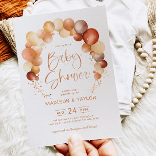 Invitation Aquarelle Balloon Arch Sexe Baby shower neutre