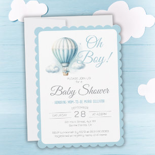Invitation Aquarelle Balloon & Ours Oh Baby shower garçon
