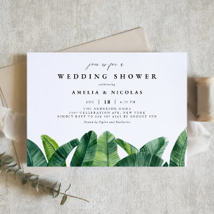 Invitation Aquarelle Banana Palm Feuille Wedding shower