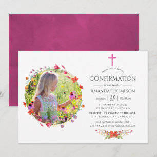 Invitation Aquarelle Baptême de fleur sauvage