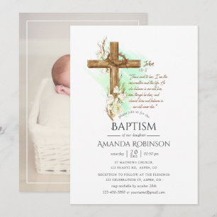 Invitation Aquarelle Baptême Floral ou Christening John Invi