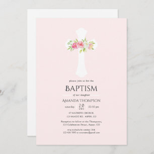 Invitation Aquarelle Baptême ou baptême Floral