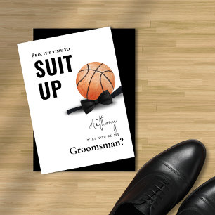 Invitation Aquarelle Basketball Tuxedo Costume Up Groomsman