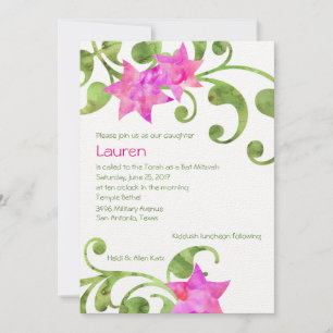 Invitation Aquarelle bat mitzvah Design floral