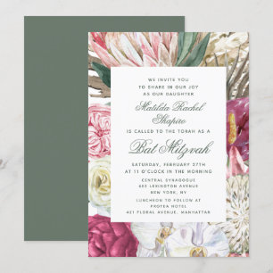 Invitation Aquarelle bat mitzvah Florale