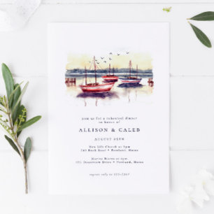 Invitation Aquarelle Bateaux de plaisance Port Ocean Rehearer
