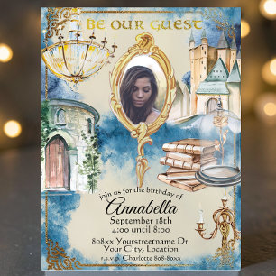 Invitation Aquarelle Beauté et miroir photo de la bête