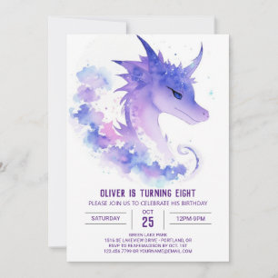 Invitation Aquarelle Bébé Dragon Anniversaire
