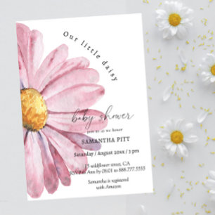 Invitation aquarelle bébé en fleurs avec marguerit
