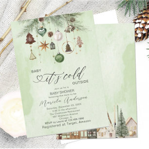 Invitation Aquarelle Bébé son froid dehors Baby shower Invi