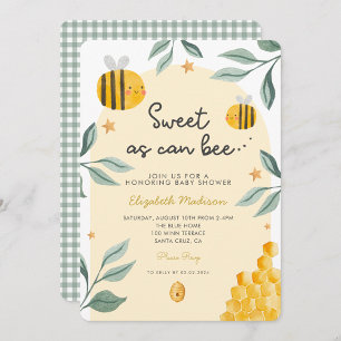 Invitation Aquarelle Bee Honey Baby shower sucré