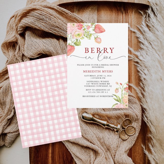 Invitation Aquarelle Berry floral en Fête des mariées d'amour (Créateur téléchargé)