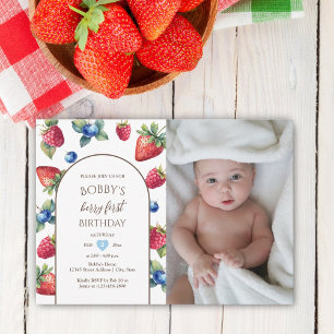 Invitation Aquarelle Berry Sweet Berry Photo Premier annivers
