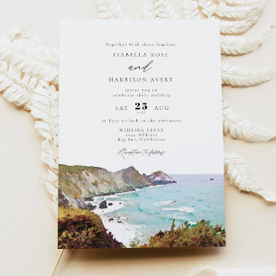 Invitation Aquarelle Big Sur California Coast Mariage