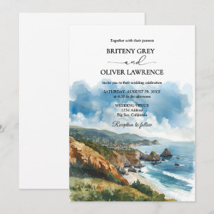 Invitation Aquarelle Big Sur California Coast Mariage