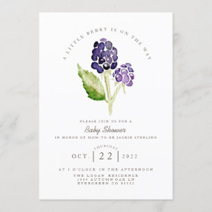 Invitation Aquarelle Blackberry Duo   Baby shower Berry