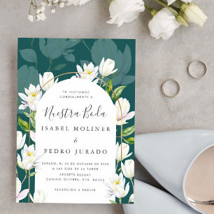 Invitation Aquarelle Blanc Botanique Nuestra Boda Mariage