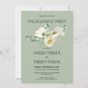 Invitation Aquarelle Blanc Calla Lilies Bouquet Fiançailles