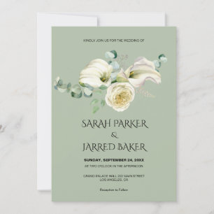 Invitation Aquarelle Blanc Calla Lilies Bouquet Mariage