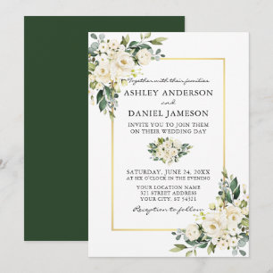 Invitation Aquarelle Blanc Floral Mariage