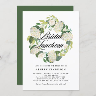 Invitation Aquarelle Blanc Hydrangea Wreath Bridal Luncheon