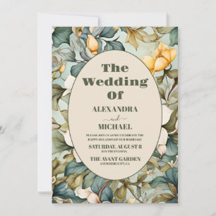 Invitation Aquarelle Blanc Lily Art Nouveau Mariage