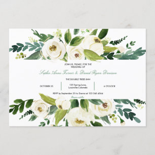 Invitation Aquarelle blanc Mariage de cadre Floral