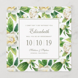 Invitation Aquarelle blanche et feuille - Bridesmaid