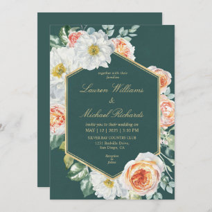 Invitation Aquarelle blanche foncée sur mesure Mariage floral
