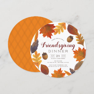 Invitation Aquarelle blanche Friendsgiving de feuille
