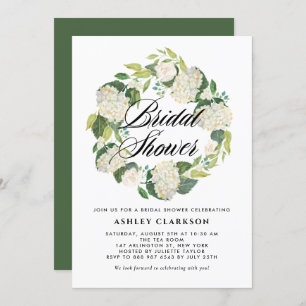 Invitation Aquarelle blanche Hydrangea Wreath Fête des mariée