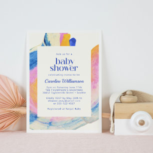 Invitation Aquarelle bleu Abstrait Artsy Baby shower mignon