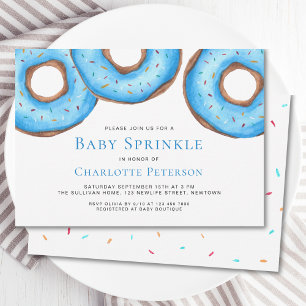 Invitation Aquarelle bleu beignets bébé garçon de bébé Sprink