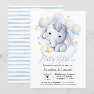 Invitation Aquarelle Bleu Bleu Étoiles