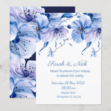 aquarelle bleu bleu floral bleu marine weddingi