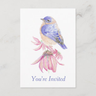 Invitation Aquarelle Bleu Bleu Oiseau de l'Est