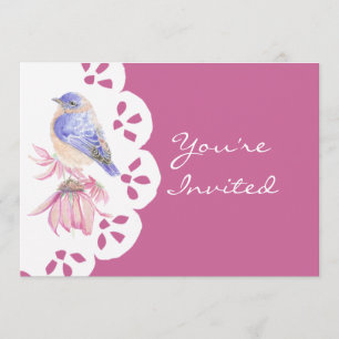 Invitation Aquarelle Bleu Bleu Oiseau de l'Est