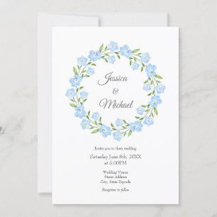 Invitation Aquarelle bleu de la baie des yeux Floral Wreath