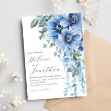 Aquarelle bleu Dusty Floral Mariage élégant