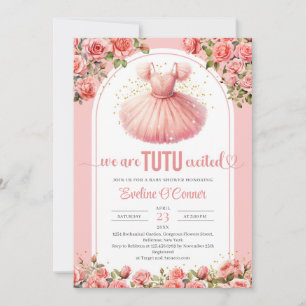 Invitation Aquarelle bleu et or tutu robe Baby shower