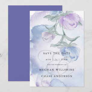 Invitation Aquarelle bleu foncé Pays Floral