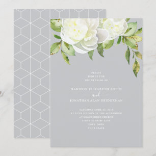 Invitation Aquarelle bleu foncé Ressort Mariage de pivoine fl