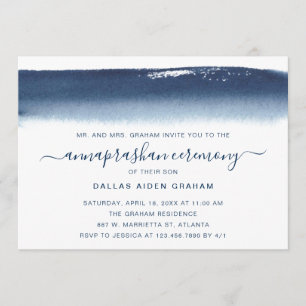 Invitation Aquarelle bleu marine