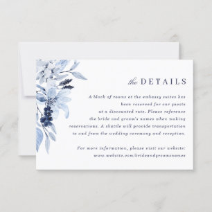 Invitation Aquarelle bleu marine moderne Floral Insertion Dét
