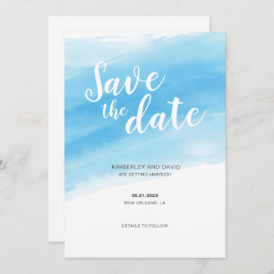 Invitation Aquarelle Bleu mer Enregistrer la date