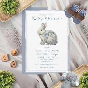 Invitation Aquarelle bleu mignonne Baby shower floral