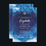 Invitation Aquarelle bleu moderne bat mitzvah<br><div class="desc">Composé d'un script ludique et de la typographie serif; Le tout sur fond d'arrière - plan bleu aquarelle. 

Il est conçu par Select Party Supplies,  exclusif pour Zazzle.

Disponible ici :
http://www.zazzle.com/selectpartysupplies</div>