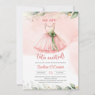 Invitation Aquarelle bleu or vert eucalyptus tutu robe