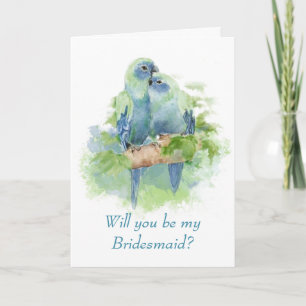Invitation Aquarelle bleu perroquet Mariage de la servante