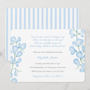 Invitation Aquarelle Bleu Pois doux Poème Baby shower garçon